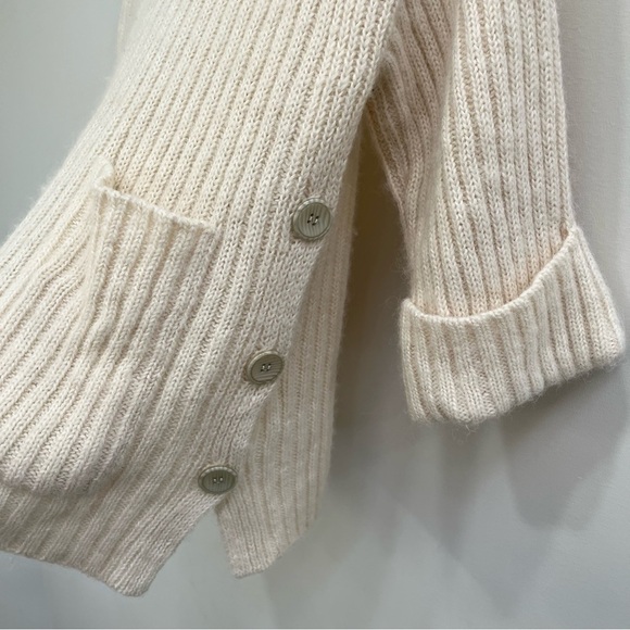 Joie cotton alpaca cream ribbed knit tunic sweater buttoned sides size XXS/S - Picture 5 of 8